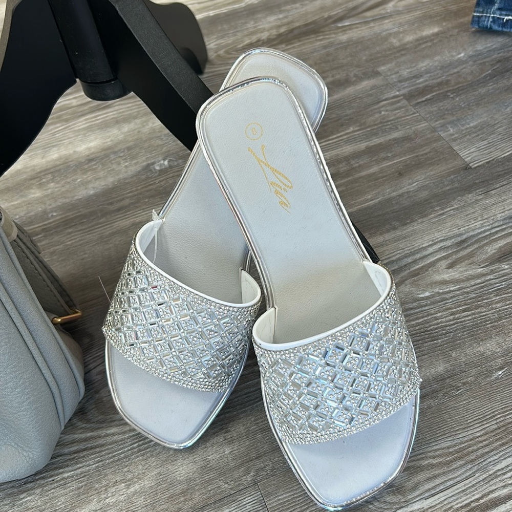 White Rhinestone sandals